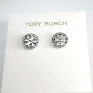 NWOT Tory Burch Silver Pave Stud Earrings